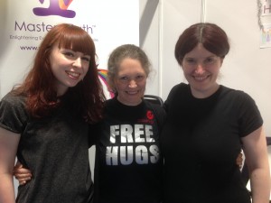 Debra hugs Louise and Helen